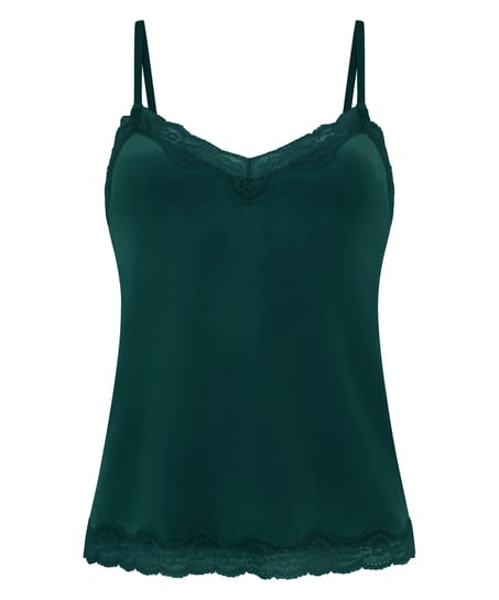 Cami top Velours Lace, Grøn