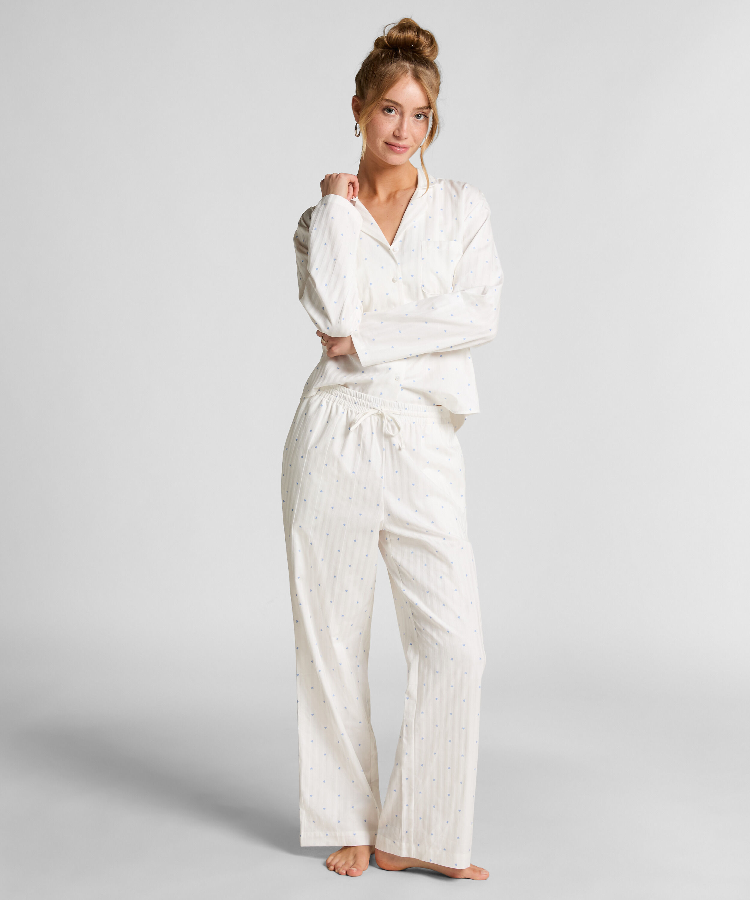Pyjamasbukser Jacquard Hearts, Blå