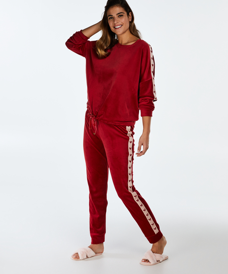 Jogger Velour Hjerte, rød
