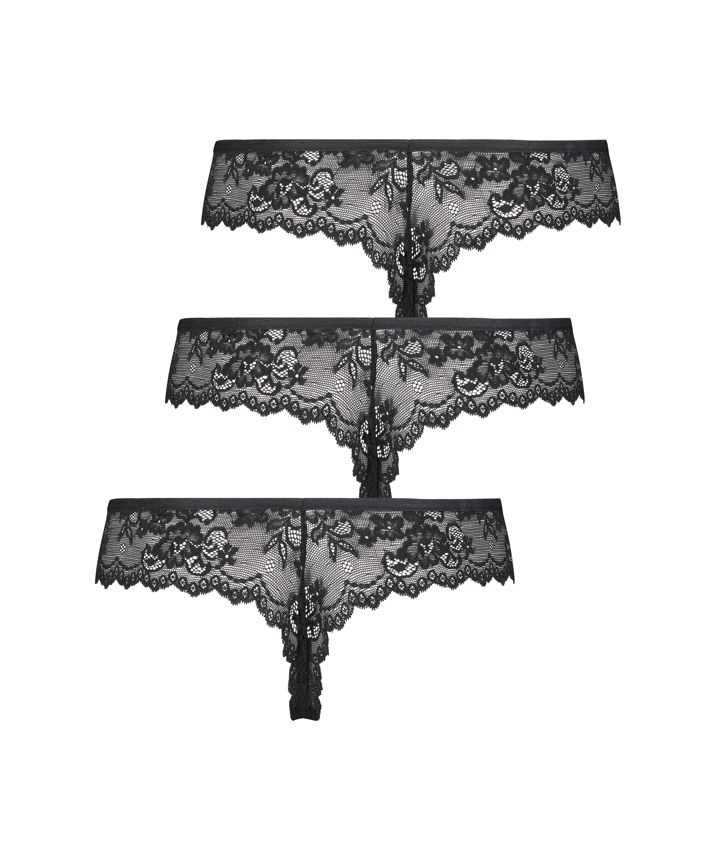 3-pak sømløs g-streng, sort, main