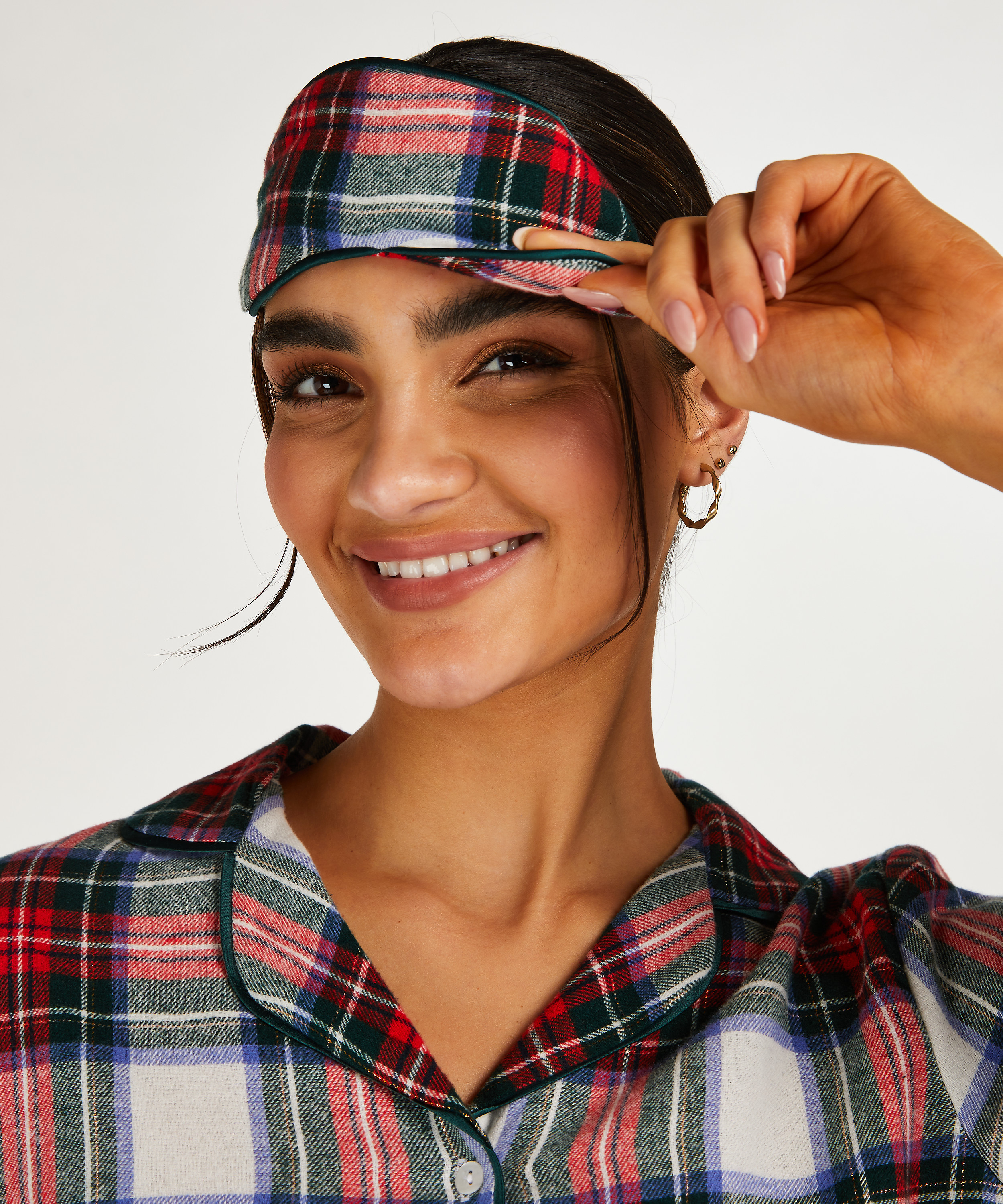 Pyjamas sæt Check Twill, Hvid, main