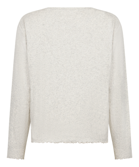 Pyjama Top Loose Pointelle, Grå