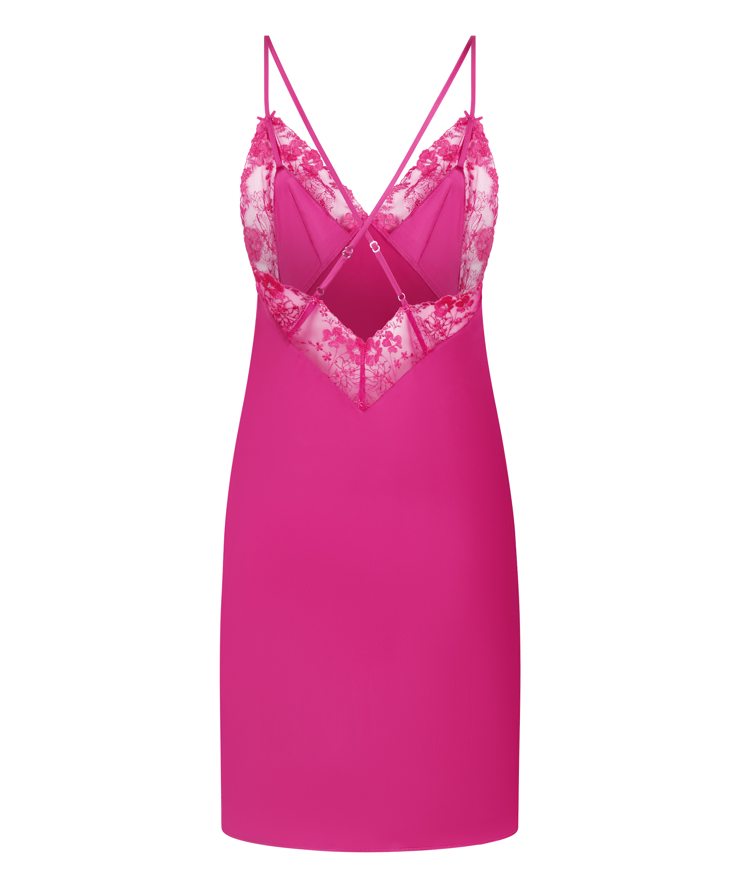 Slipdress i satin med p&aelig;oner, Lyser&oslash;d, main