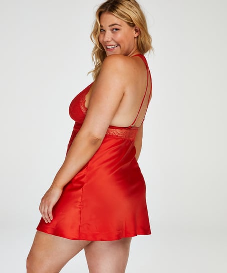 Natkjole Satin Lace, Rød
