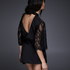 Flared Satin Lace kimono, Sort