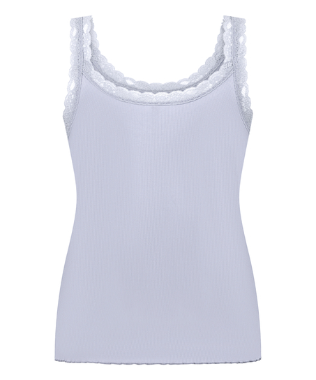 Ribbet Jersey Singlet med Blonder, Lilla