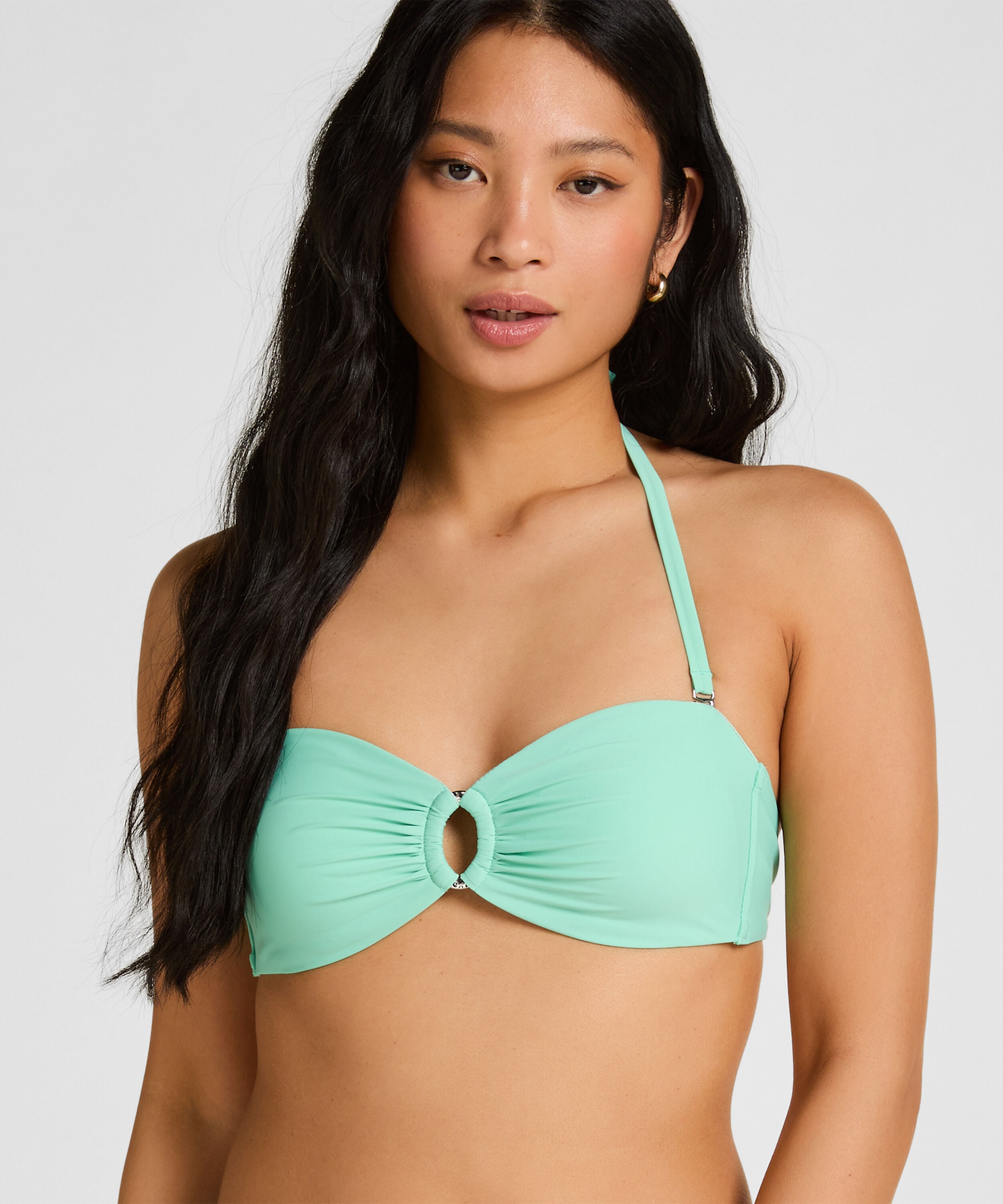 Luksus Bandeau Bikini Top med Ring, Grøn