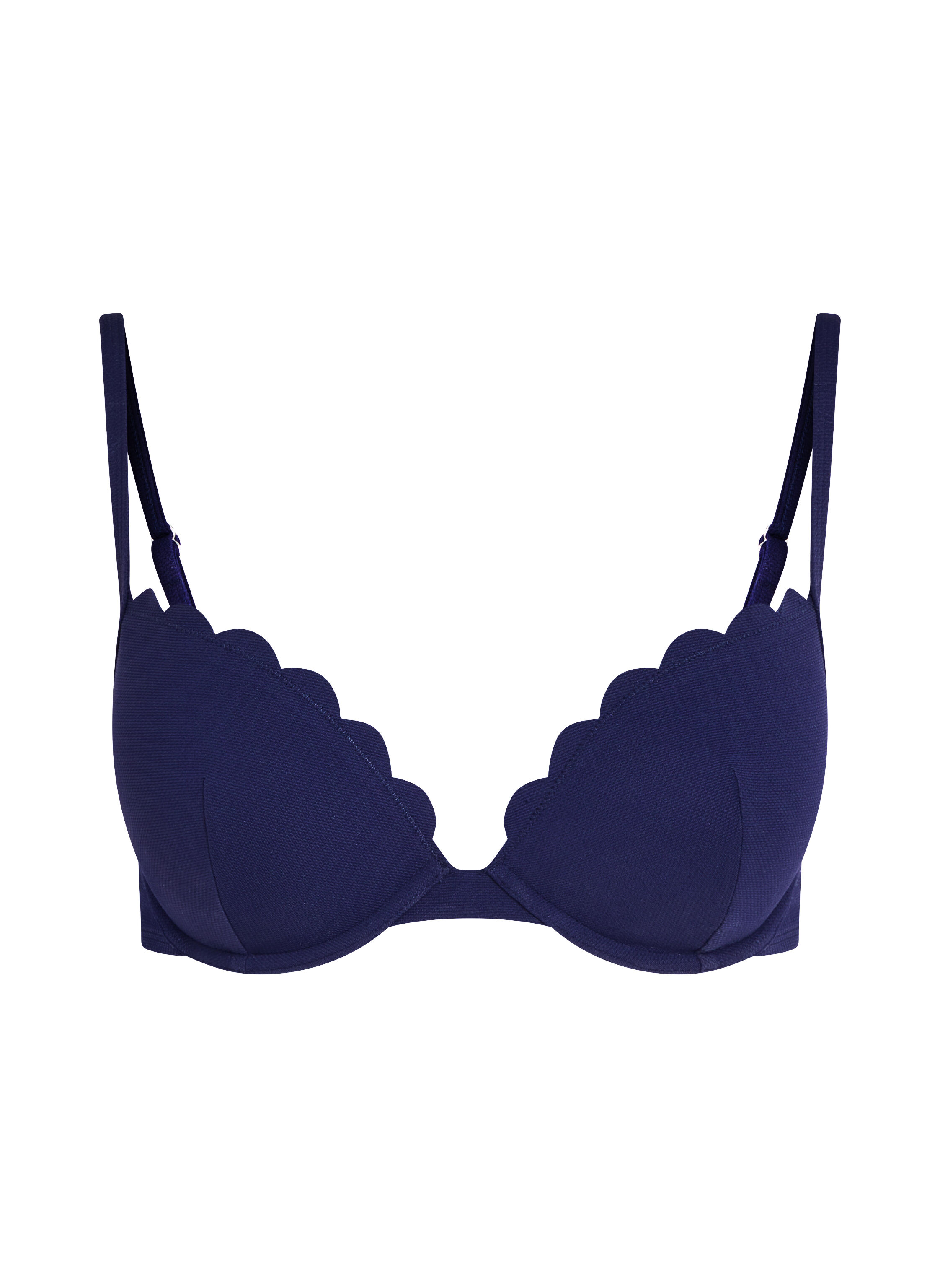 Formstøbt push-up bøjle-bikinitop Scallop Størrelse A - E, Blå