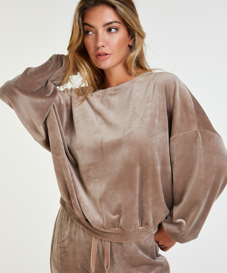 Top velour Lurex, Brun