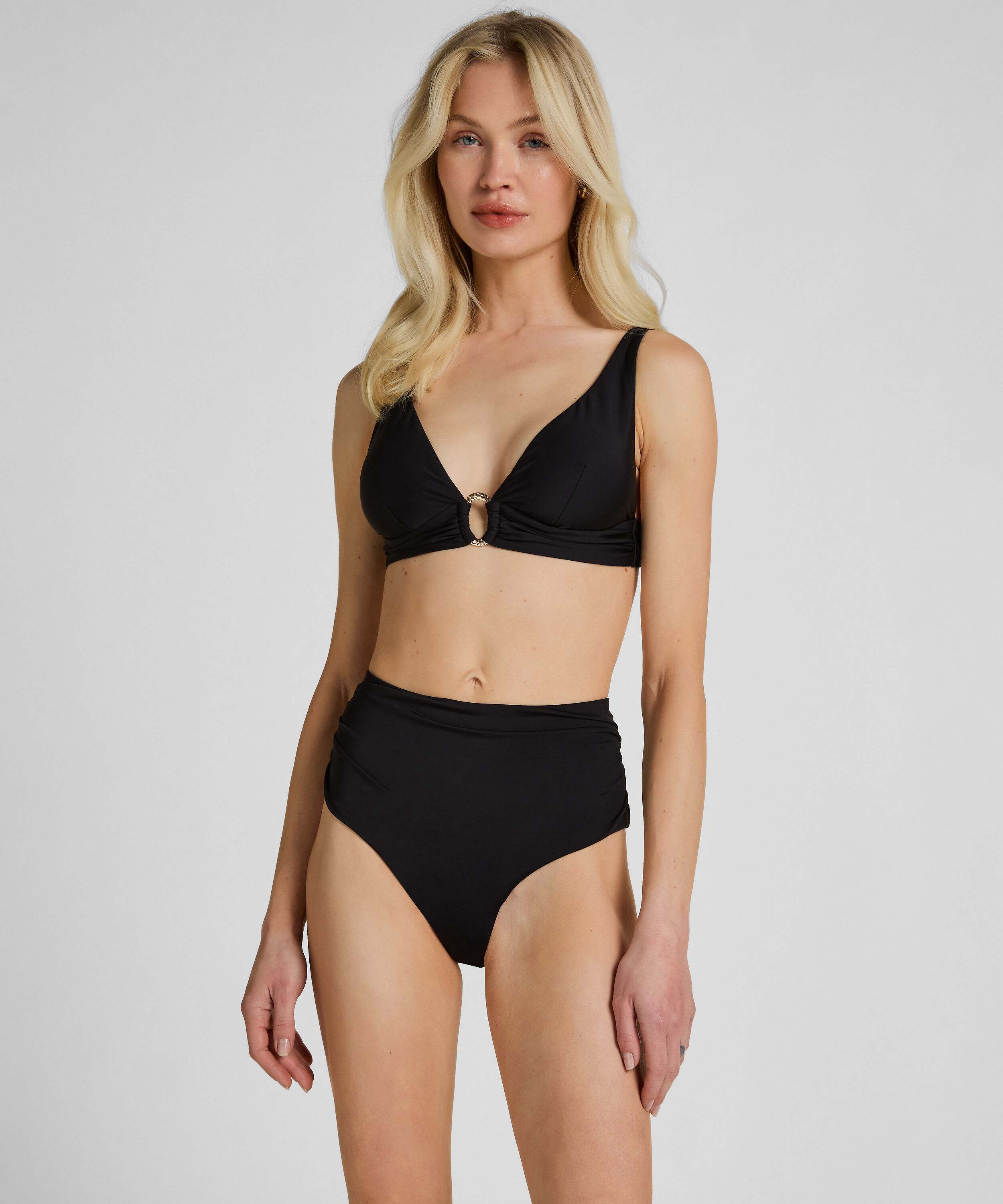 High-Waisted Formende Bikinibukser Luxe, Sort