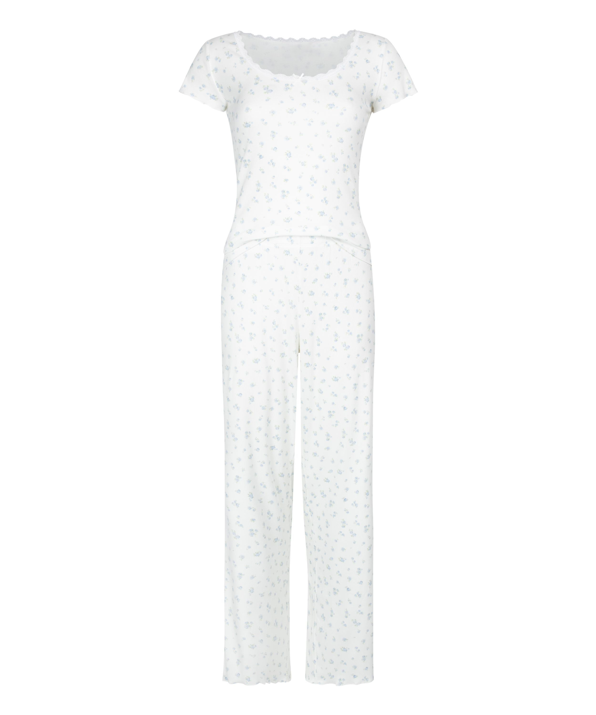 Pyjamassæt i rib, blå, main