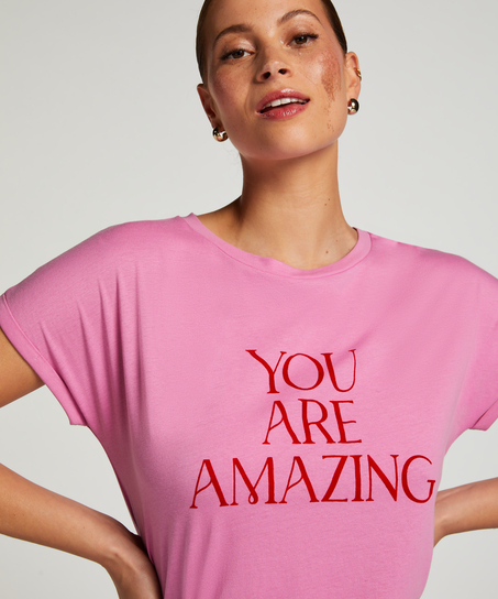 Natskjorte rund hals, Lyserød