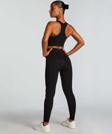 HKMX High waisted sømløse sportsleggings, Sort