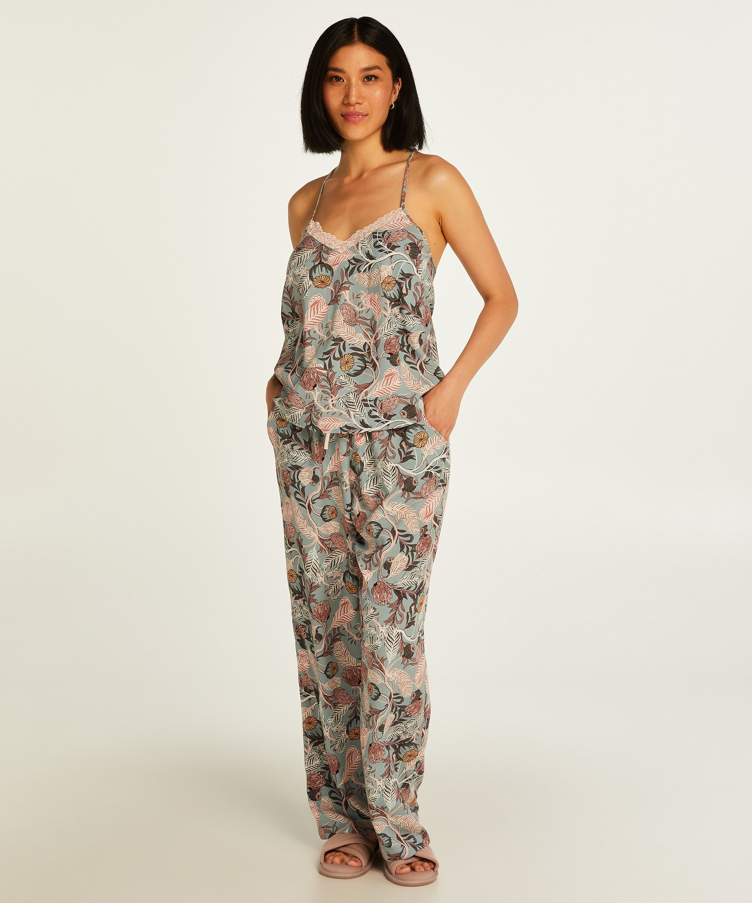 Woven Tapered pyjamasbukser, Gr&aring;