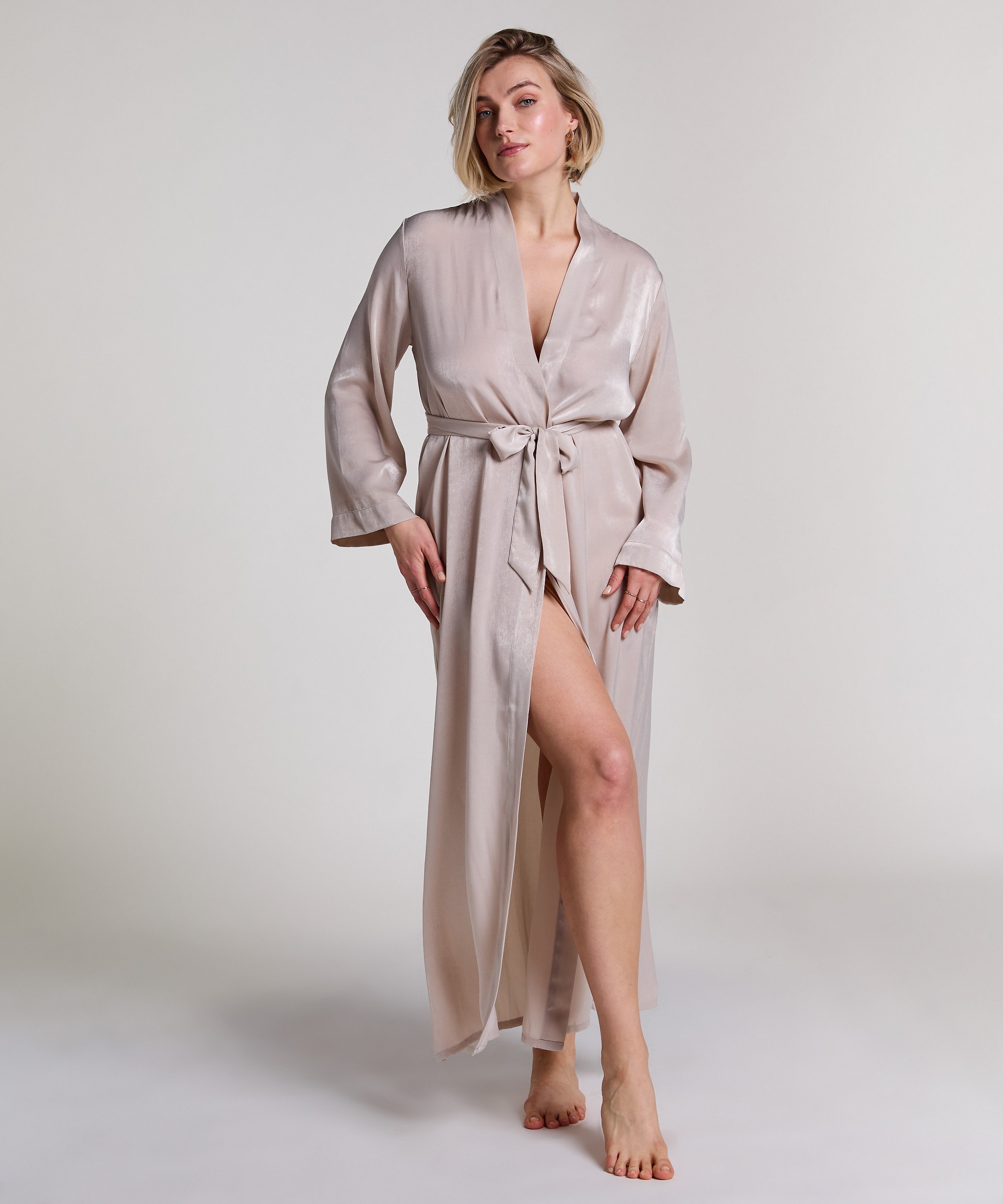 Satin kimono, Beige, main