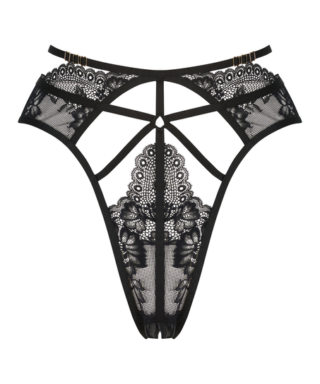 Roxanne brasiliansk trusse med åbent skridt, sort