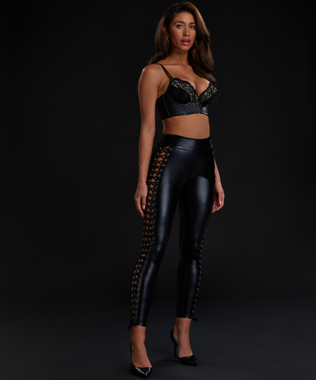 Leggings Lace up, Sort