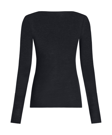 super soft bådhals bluse med cashmere, Sort