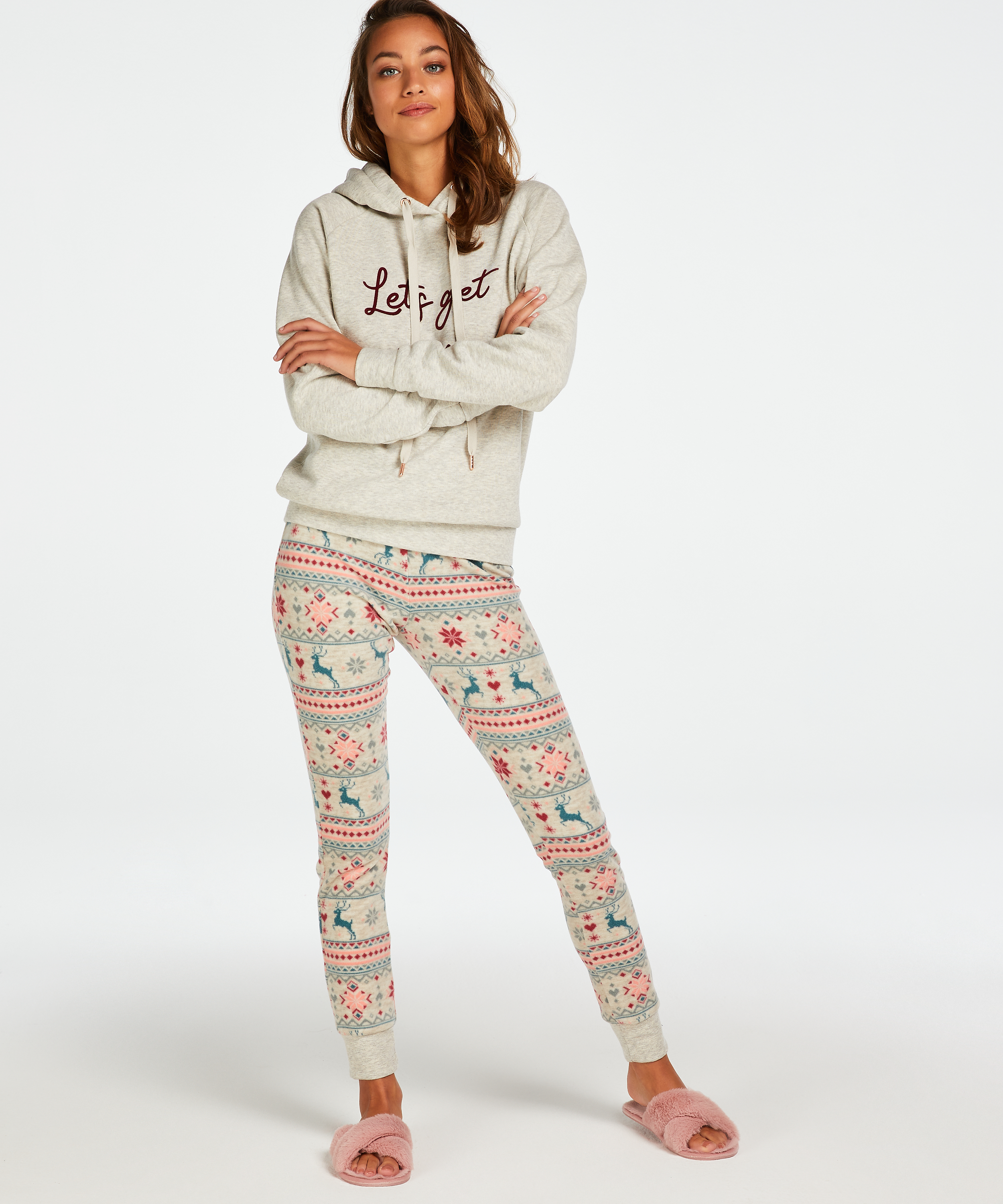 Langærmet Hættetrøje, Beige, main