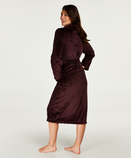 Fleece lang badekåbe, rød