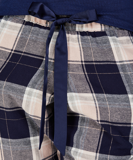 Check pyjamasbukser, Blå