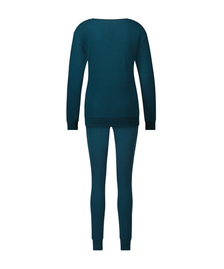 Pyjamasæt Waffle Placket, Blå