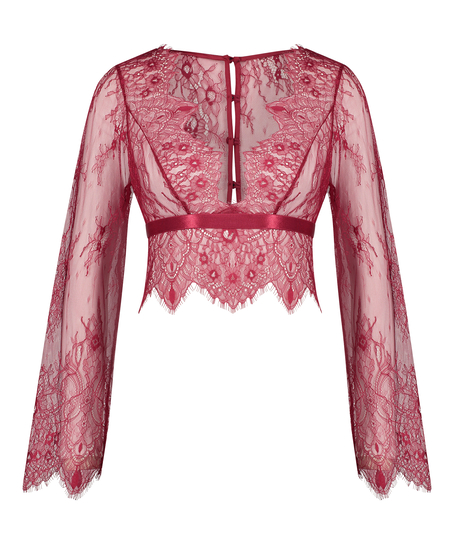 Top Allover Lace, Rød