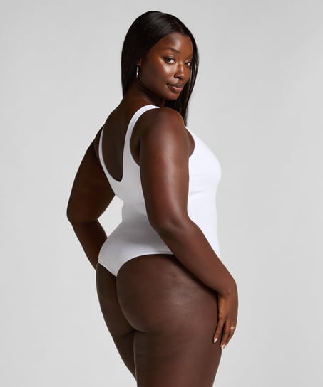 Body i bomuldsrib, Hvid