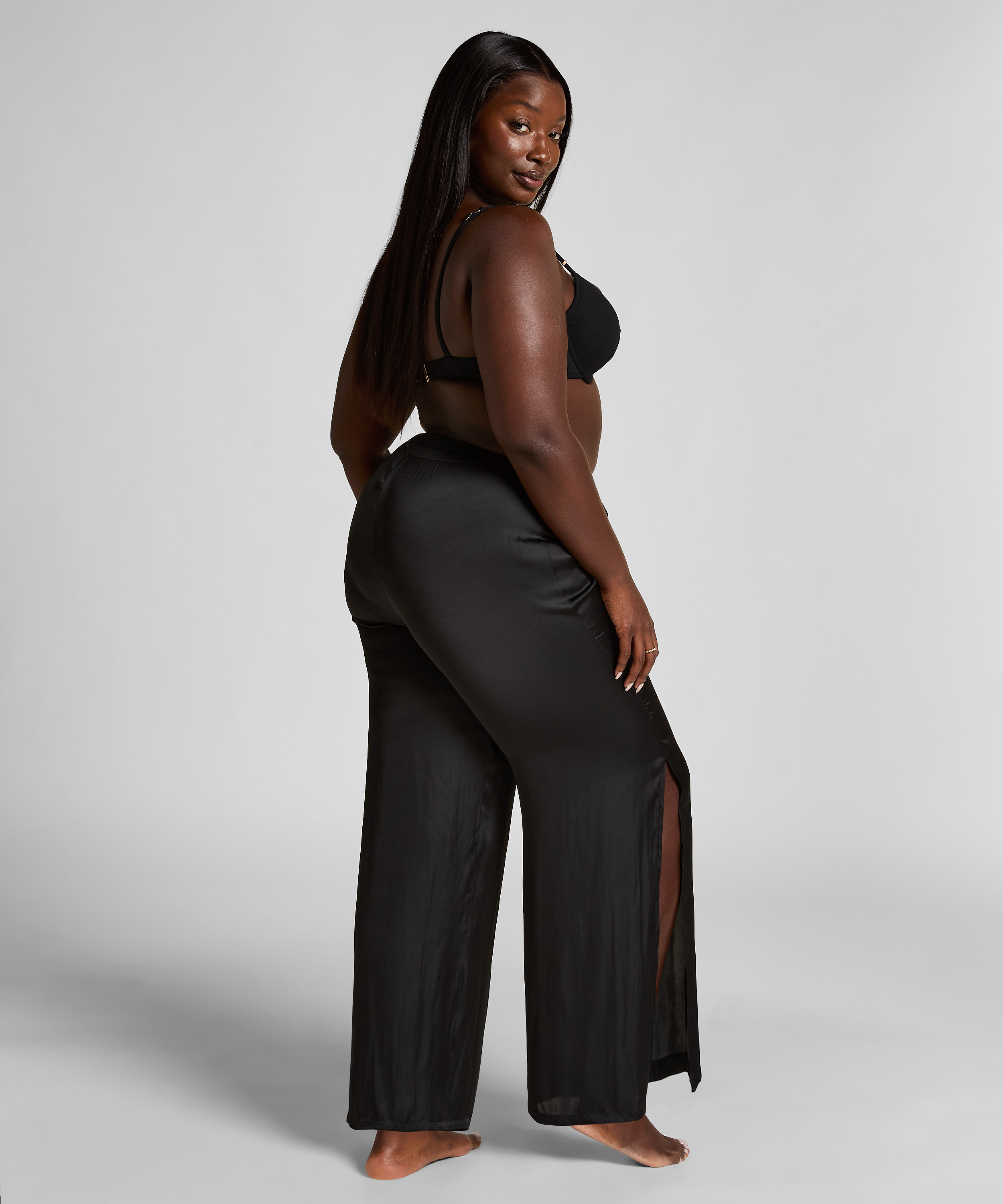 Satin strandbukser, sort, main