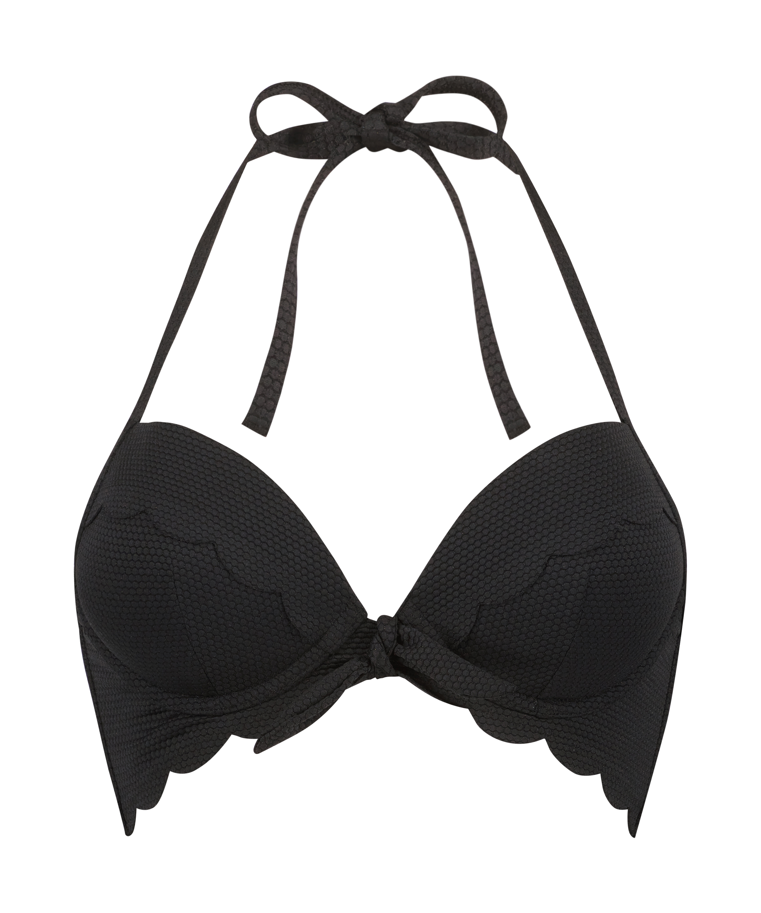 Formstøbt push-up bøjle-bikinitop Scallop Størrelse A - E, sort, main