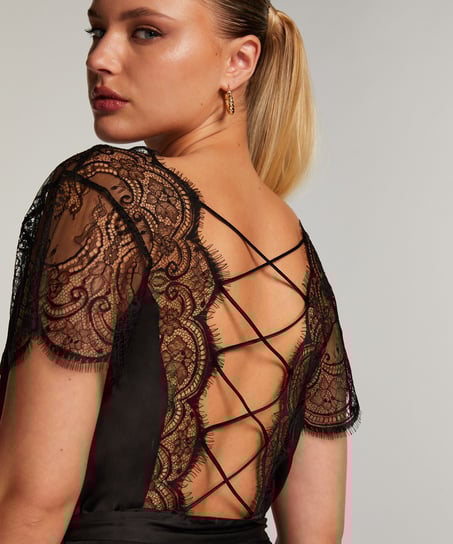 Kimono satin Coco, Sort