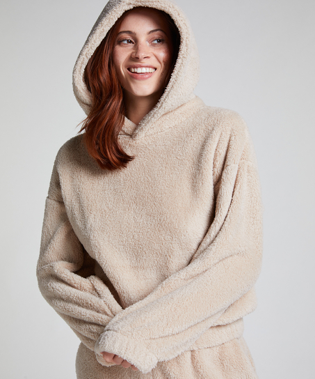 Hættetrøje Fleece Snuggle, Beige