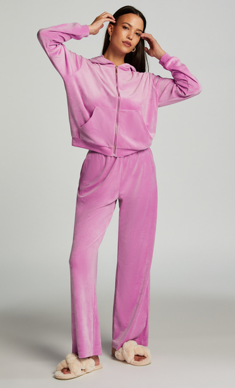 Tall Pyjamasbukser velour, pink