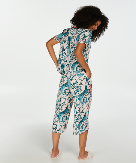 Vævet pyjamasjakke med korte ærmer, Lyserød