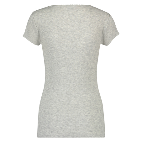 Pyjamastop korte ærmer rib, Grå