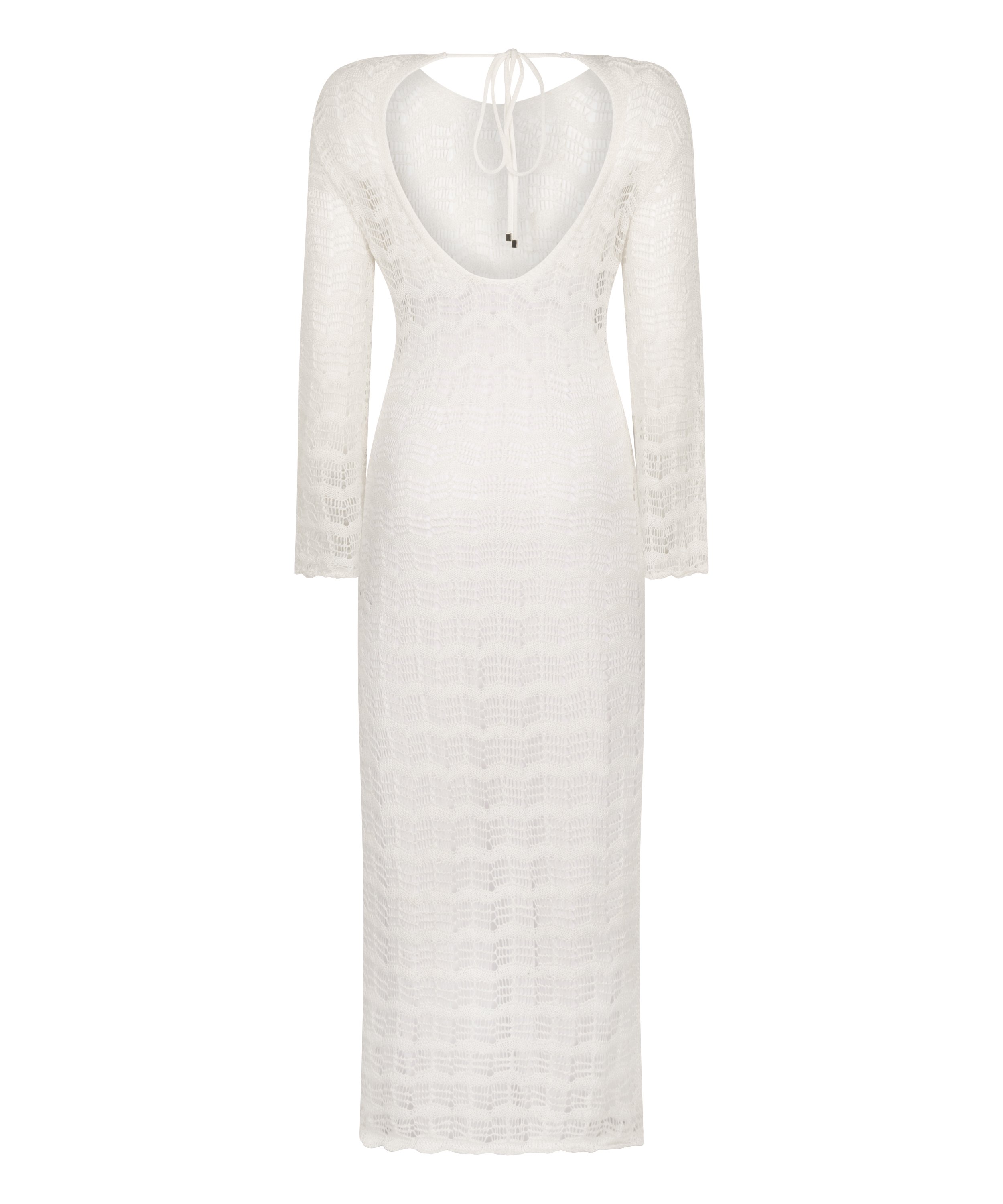 Hæklet maxi-kjole, hvid, main