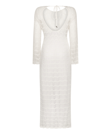 Hæklet maxi-kjole, hvid