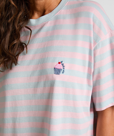 natkjole med rund hals, Blå