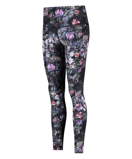 HKMX High Waisted Sportlegging Flower, sort