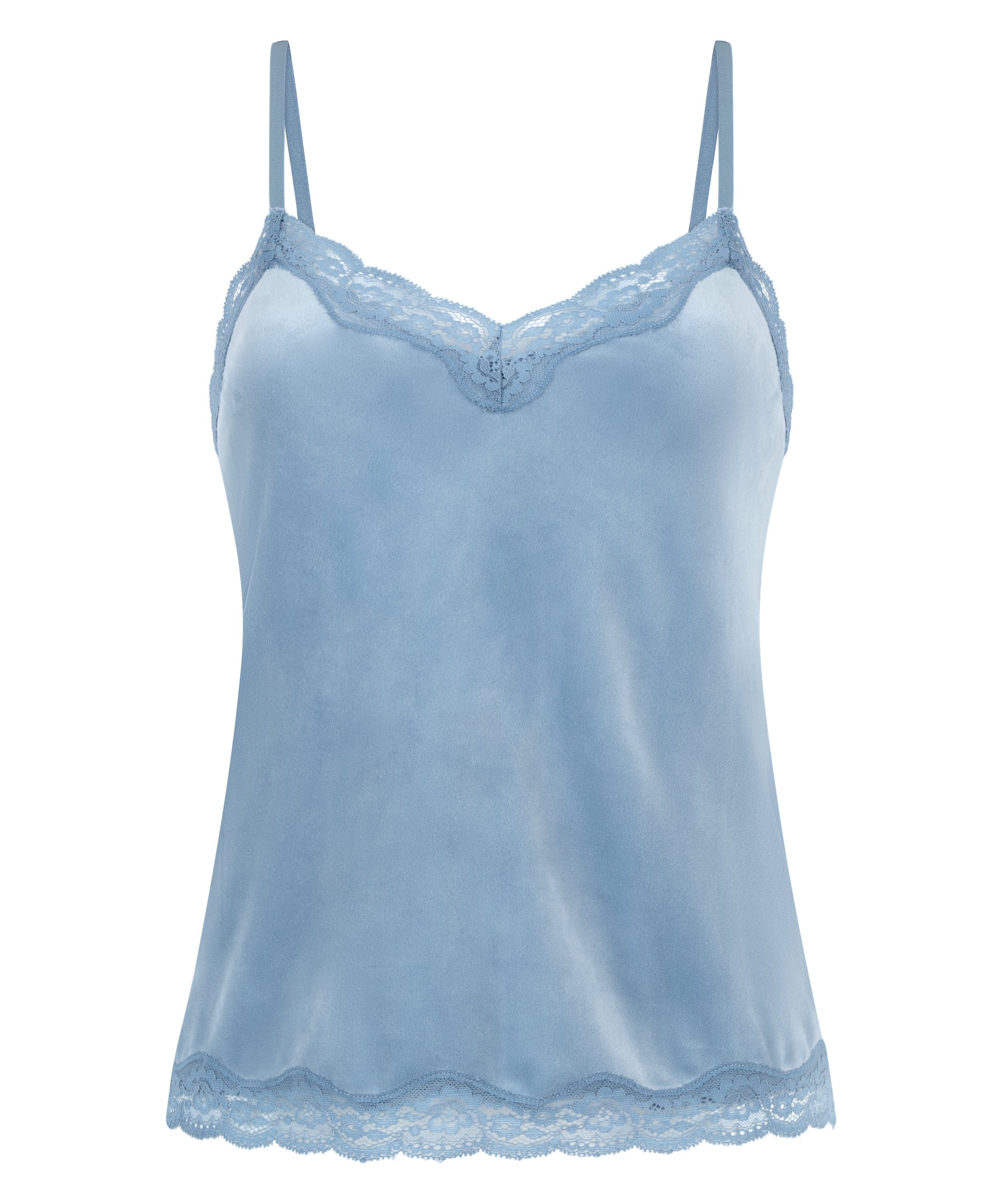 Cami top Velours Lace, Blå, main
