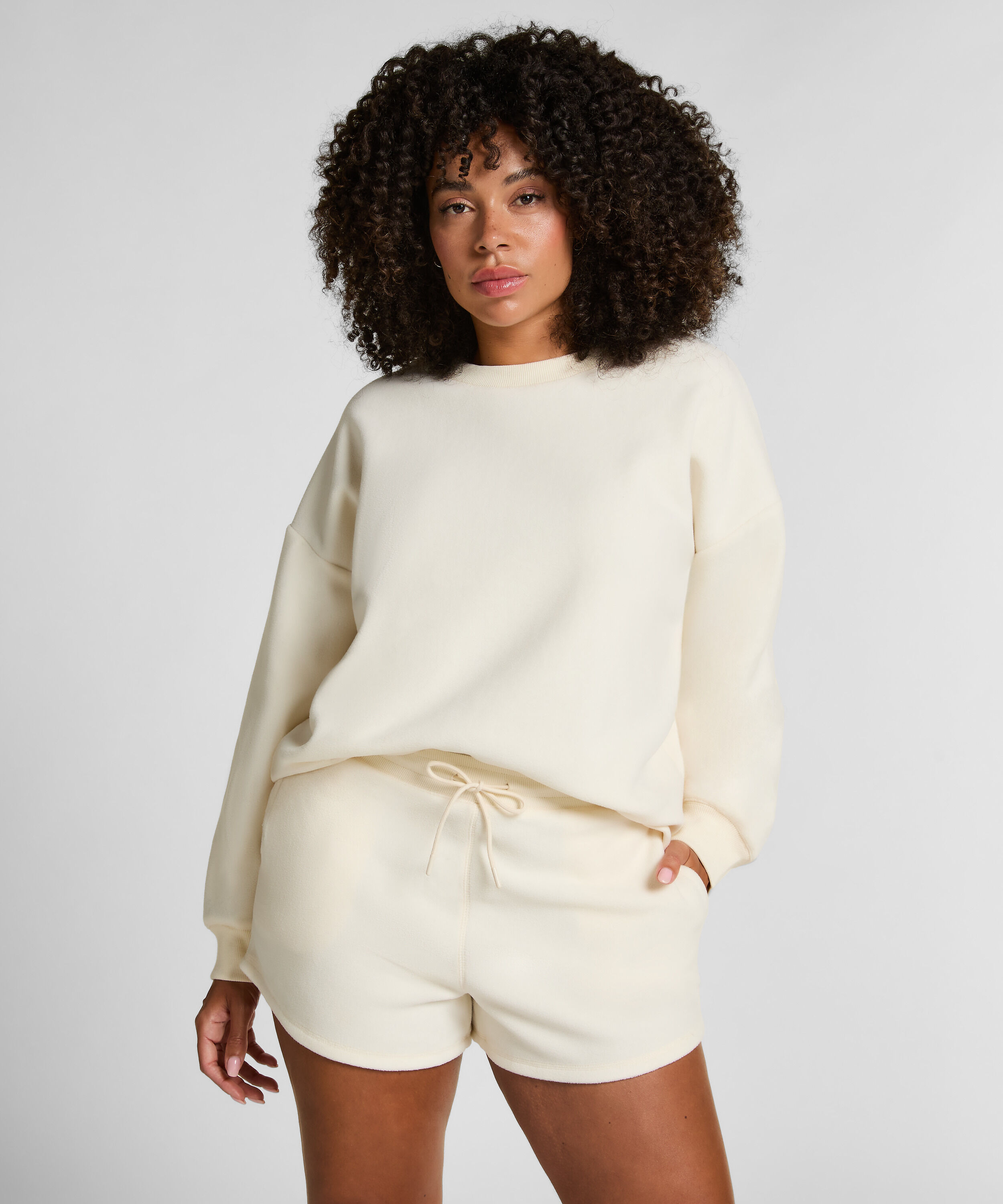 Short sporty fleece, Hvid