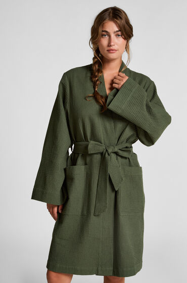 Hunkemöller Vaflet badekåbe grøn