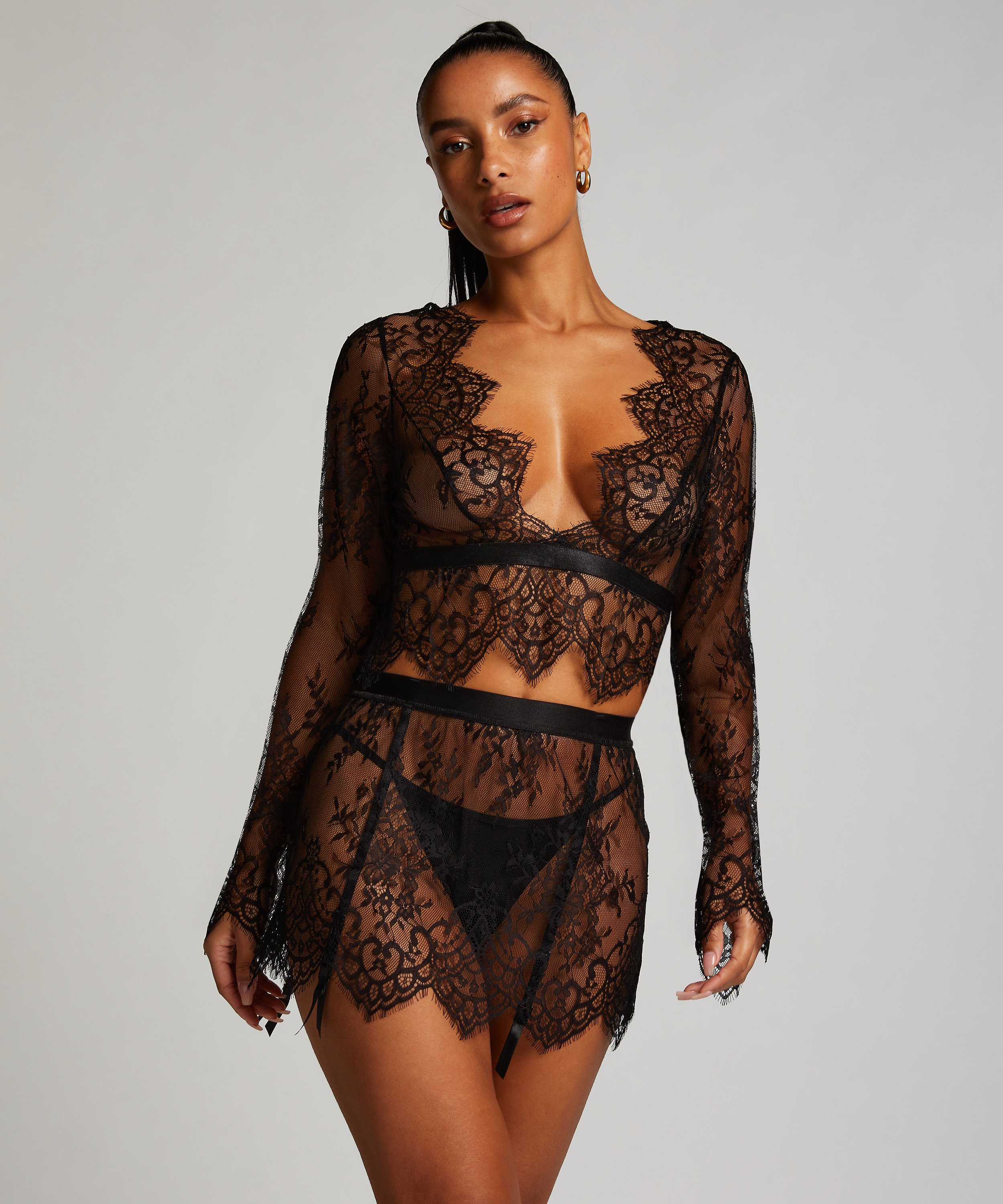 Top Allover Lace, Sort, main