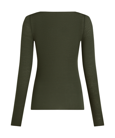 super soft bådhals bluse med cashmere, Grøn