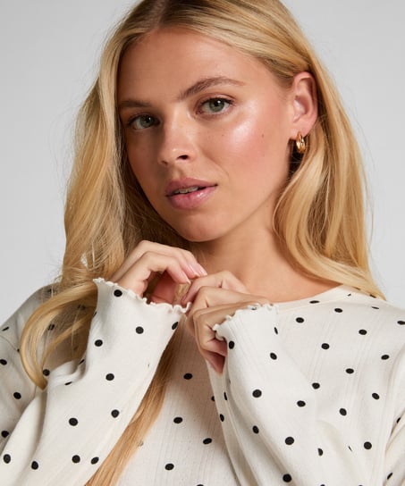 Pyjama Top Loose Pointelle, Hvid