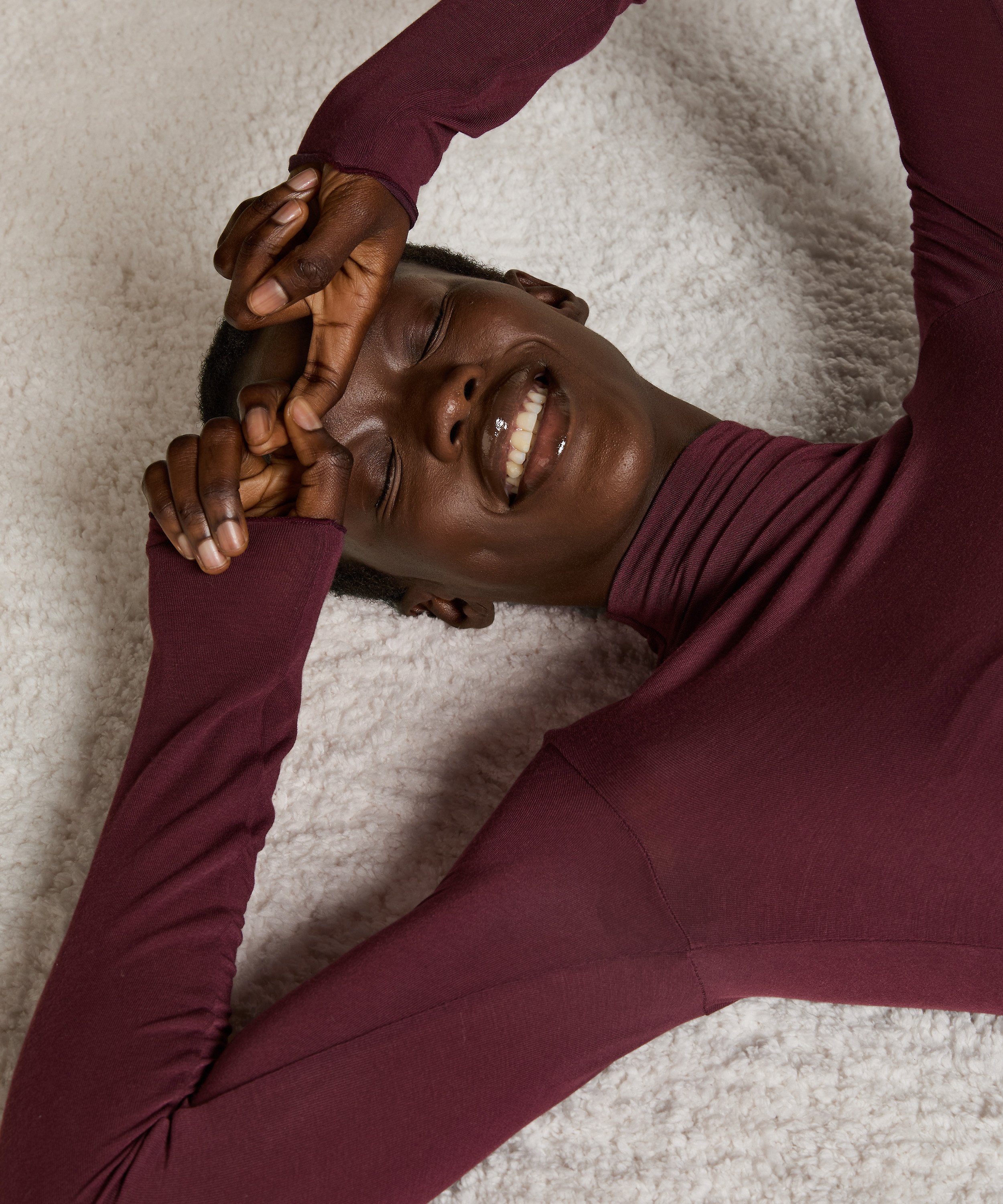 super soft rullekrave bluse med cashmere, Lilla, main