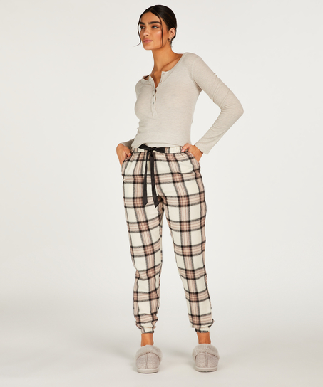 Tall Pyjamasbukser Twill Check, Beige