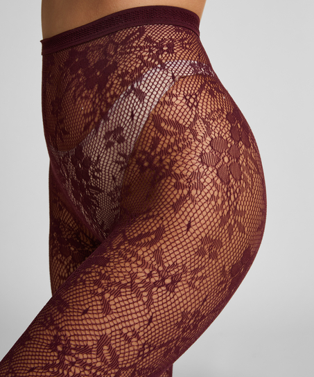 Strømpebukser Allover Lace, Rød