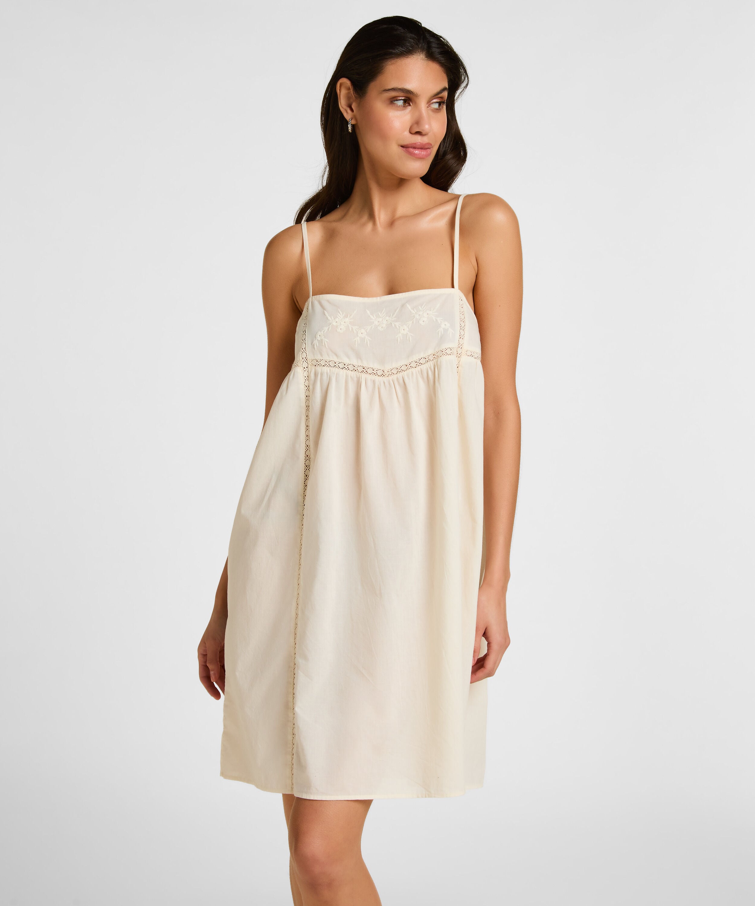 Slipdress Embroidery, Hvid Slipdress Embroidery, Hvid