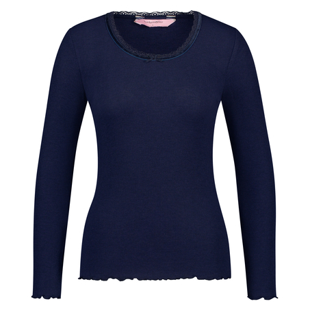LS ribtop R-neck, Blå